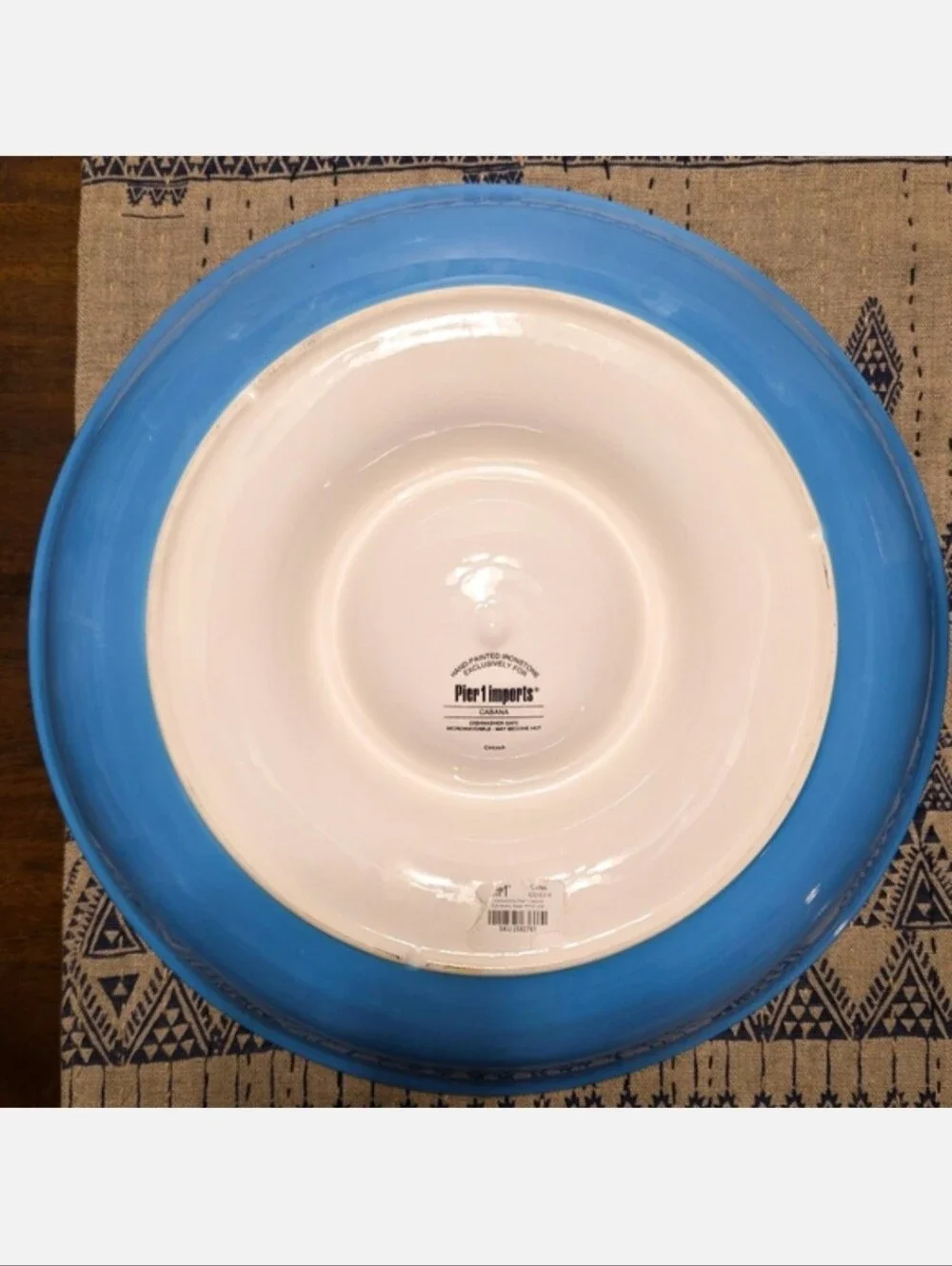 Pier 1 Imports Cabana Collection Large Chips & Salsa Bowl Handpainted Home Decor